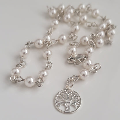 Timeless Pearl Tree of Life Lariat Necklace - Plein De Vie Jewelry