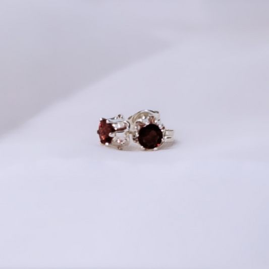 Sterling Silver Sparkle with Garnet Accents: Daily Bling Earrings