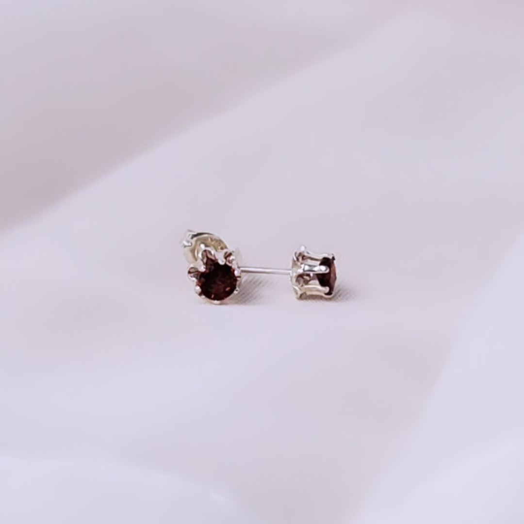 Sterling Silver Sparkle with Garnet Accents: Daily Bling Earrings