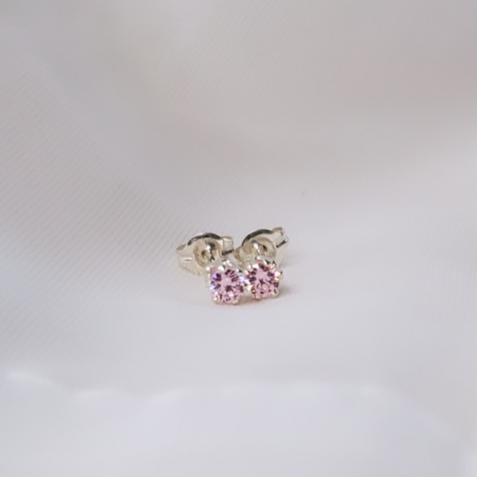 Elegant Bling: Pink Cubic Zirconia Sterling Silver Earrings