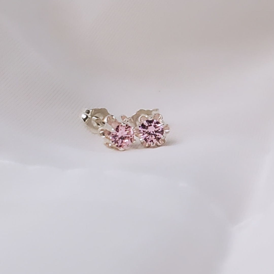 Sterling Silver Post Pink Daily Bling Earrings