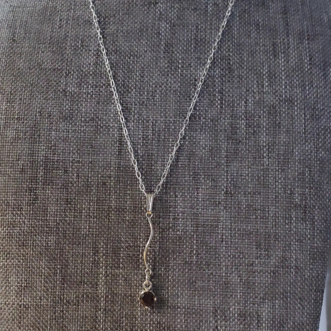 Sterling Silver Dainty Paper Clip Necklace with Wavy Bar Pendant