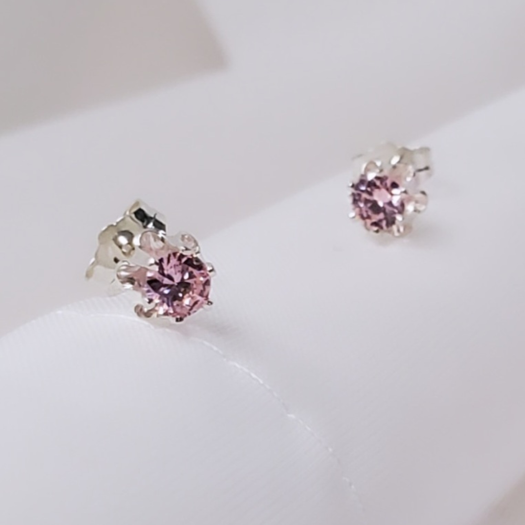 Elegant Bling: Pink Cubic Zirconia Sterling Silver Earrings