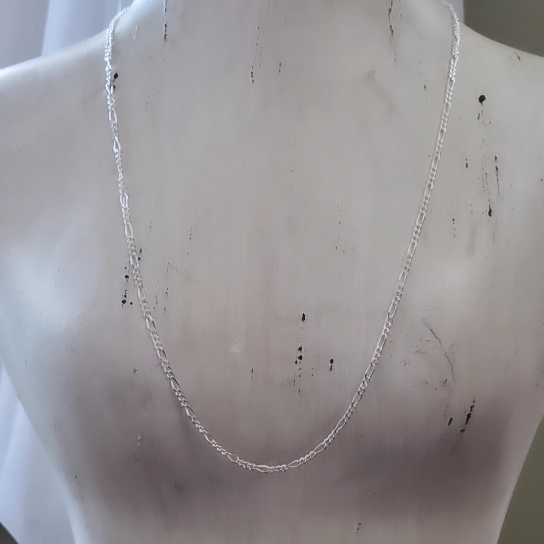 Sleek & Stylish Sterling Silver in Modern Figaro Necklace