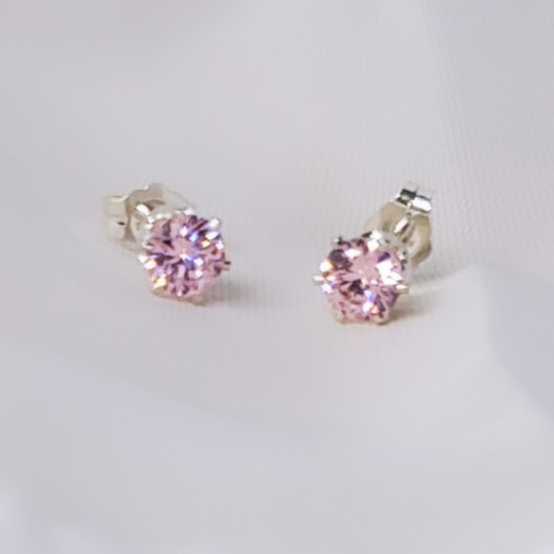 Sterling Silver Post Pink Daily Bling Earrings