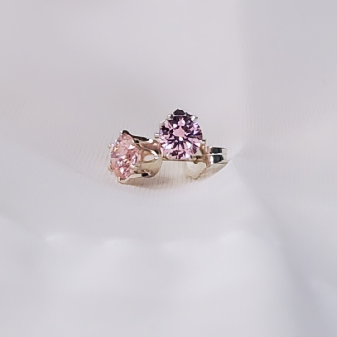 Elegant Bling: Pink Cubic Zirconia Sterling Silver Earrings