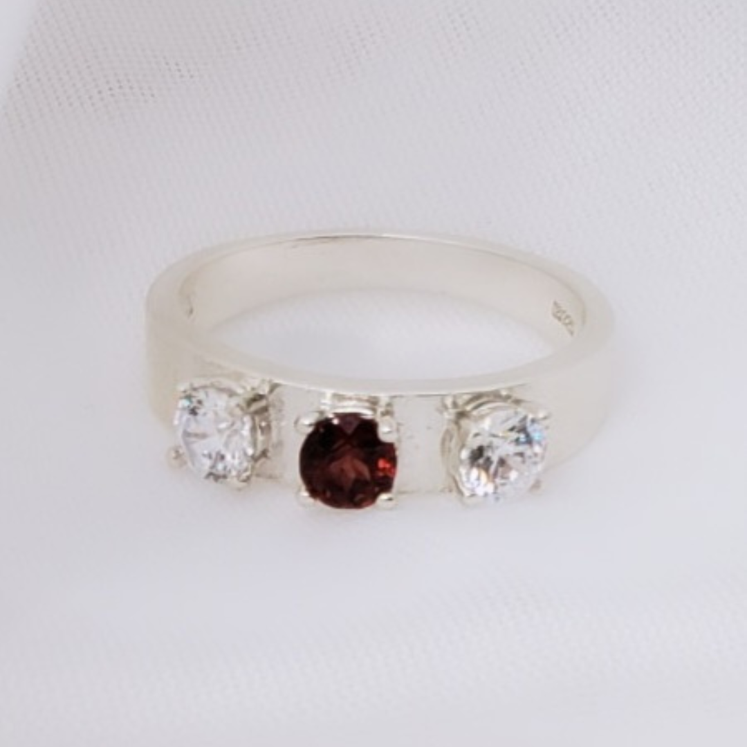 Sterling Silver Swarovski Crystal and Ruby Little Bling for Your Finger Ring