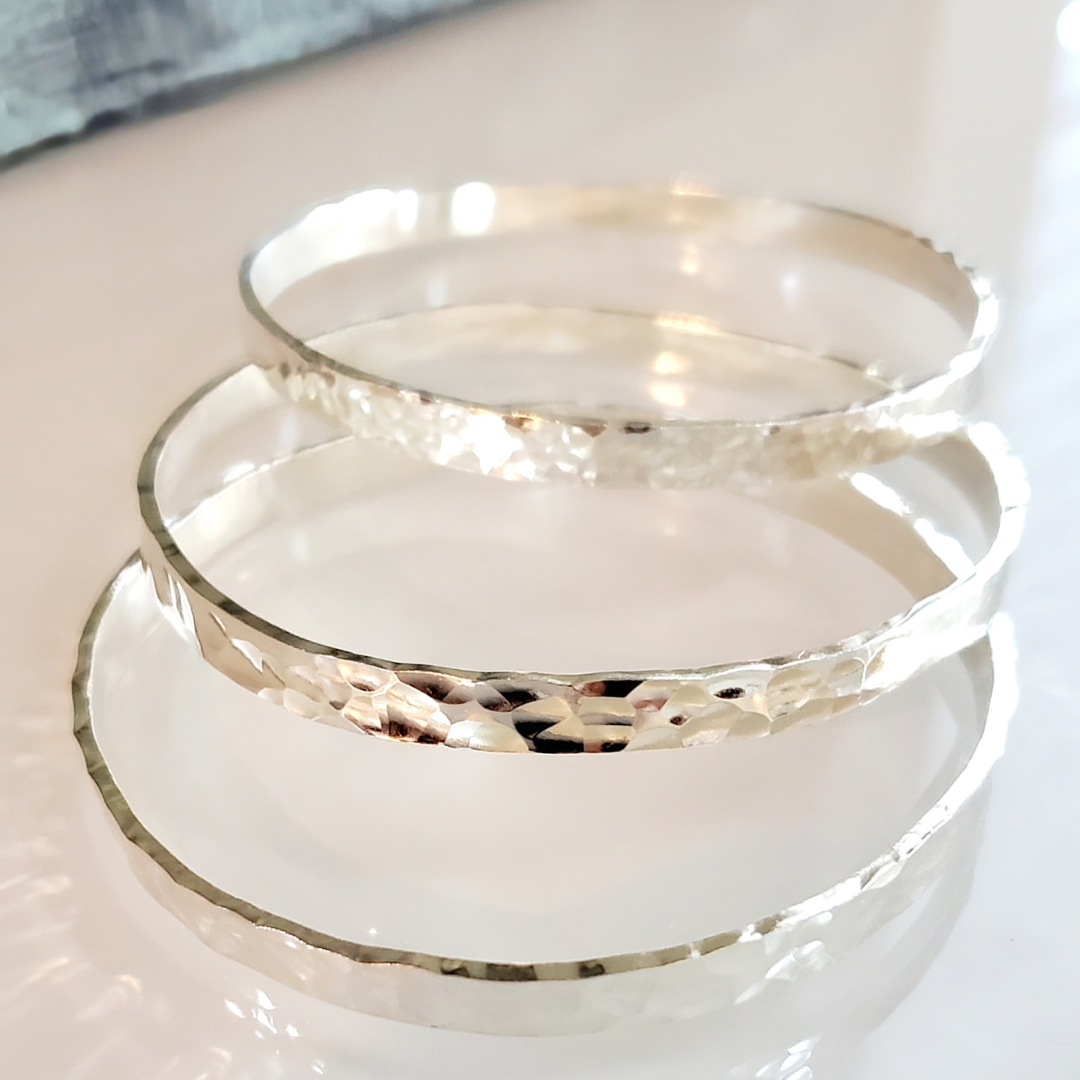 Minimalist Marvel: Sterling Silver Dimple Bangle Bracelet