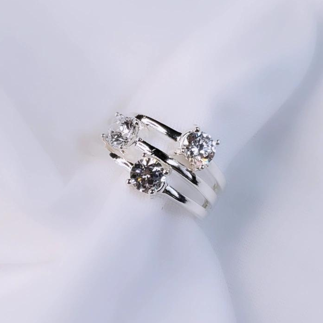 Sterling Silver Swarovski Crystal For the Love of Bling Ring