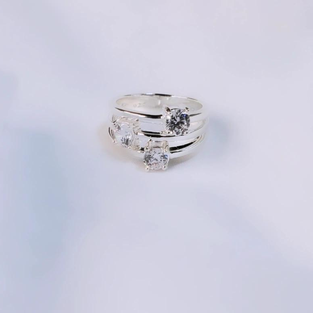 Sterling Silver Swarovski Crystal For the Love of Bling Ring