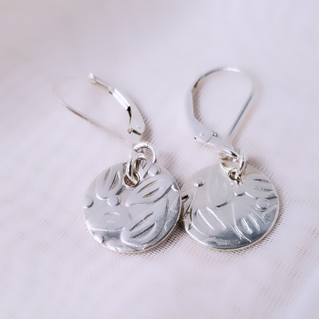 Sterling Silver Leverback Turn Over a New Leaf Earrings