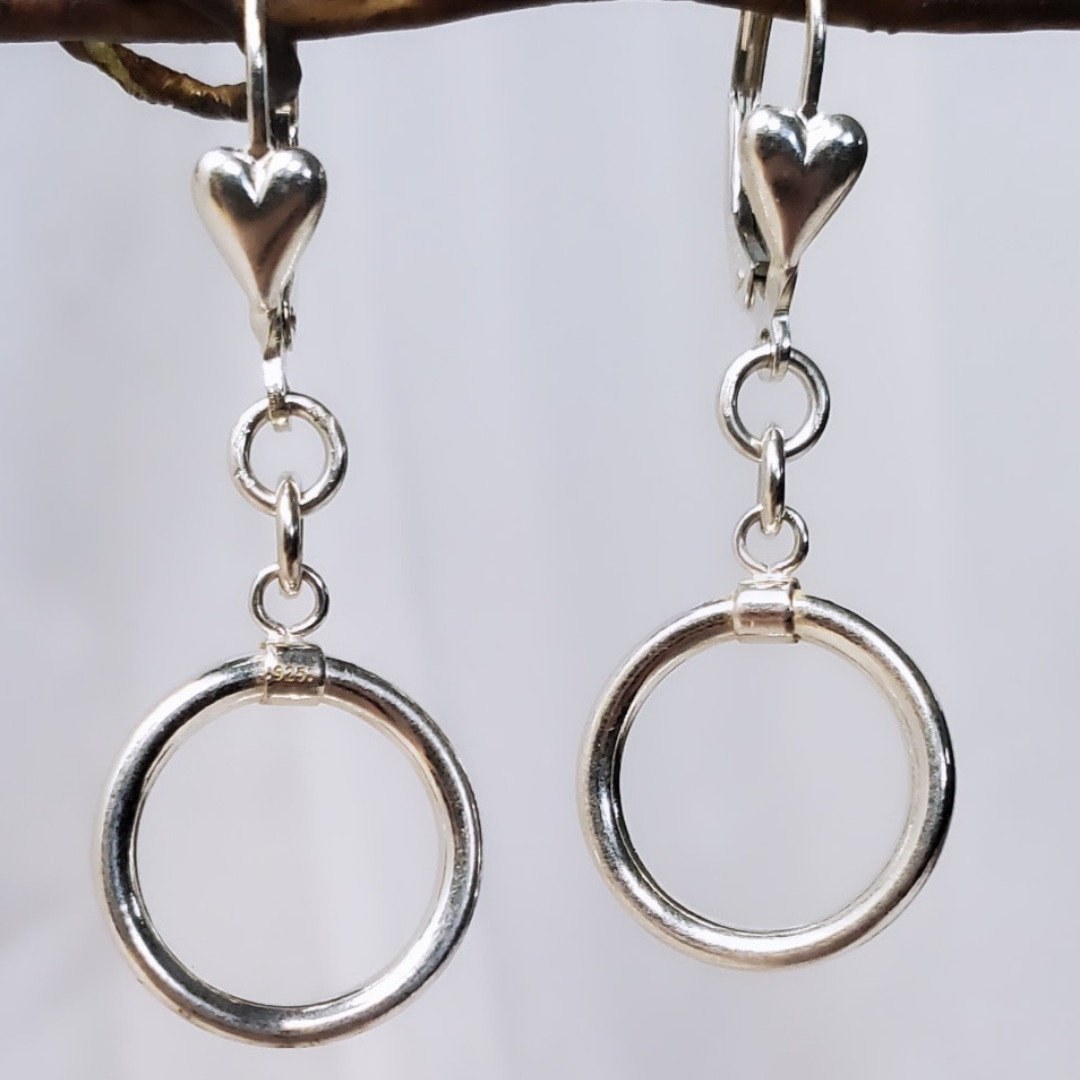 Sterling Silver Heart Circle of Love Earrings