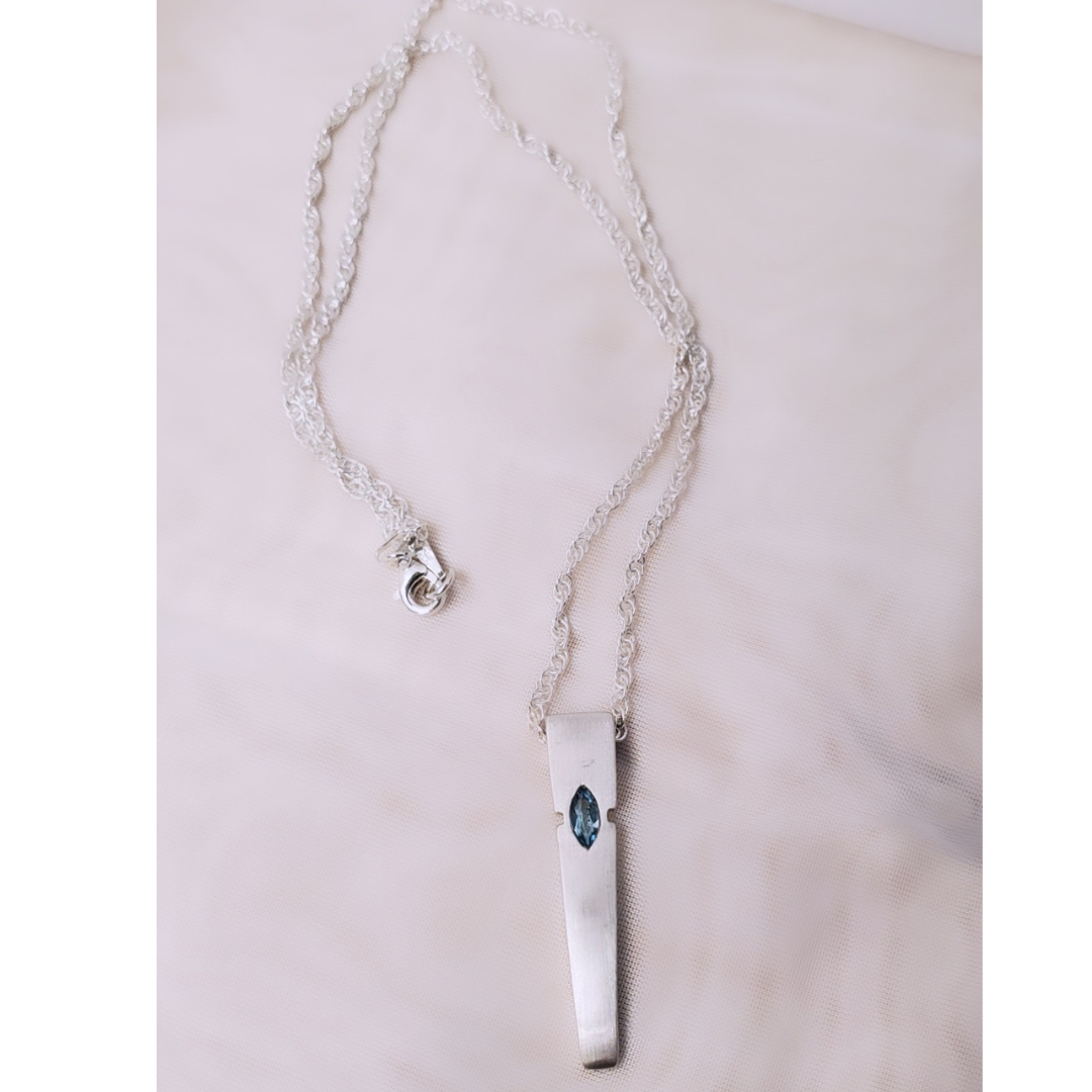 Sterling Silver and Blue Topaz Add a Little Spike to Your Life Necklace