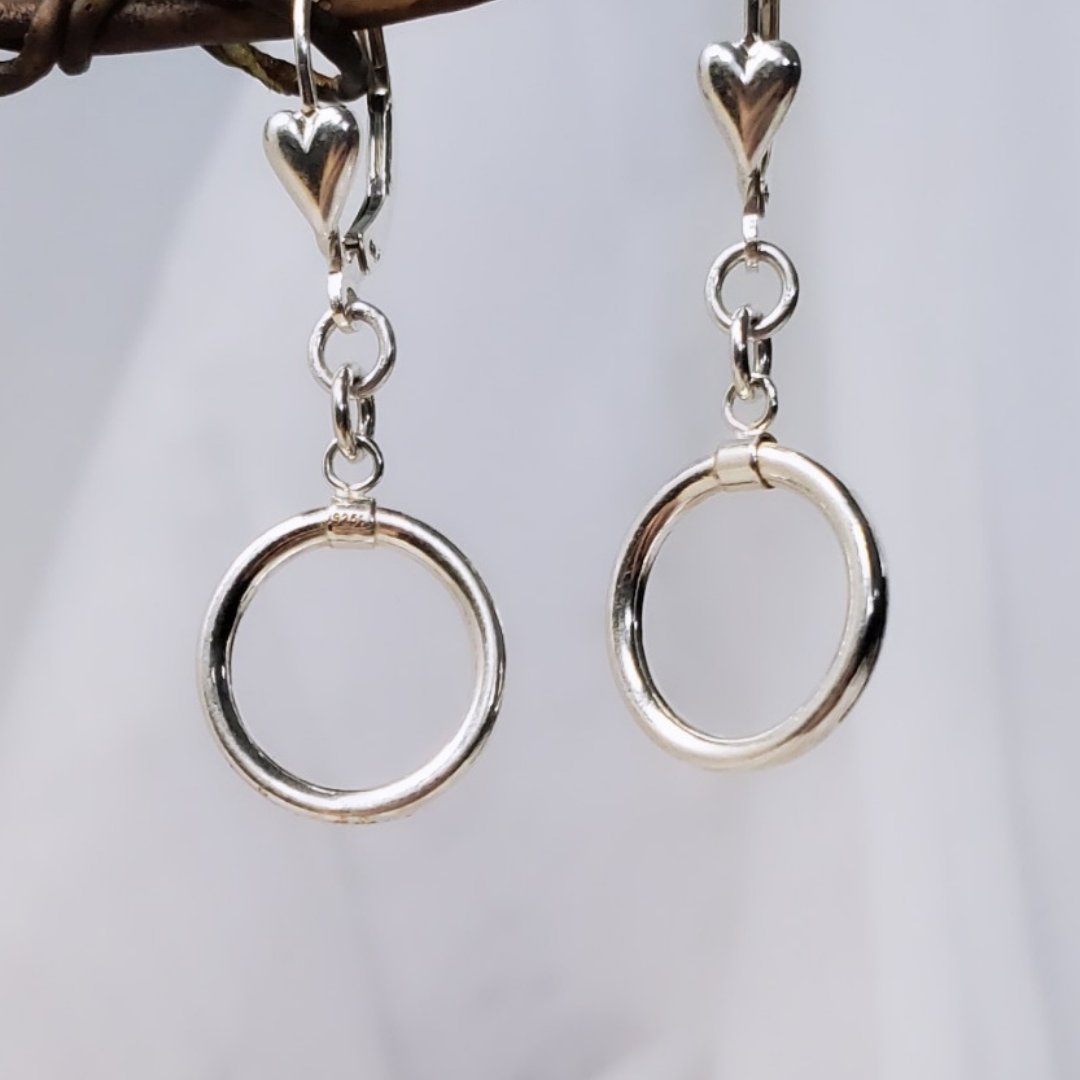 Sterling Silver Heart Circle of Love Earrings