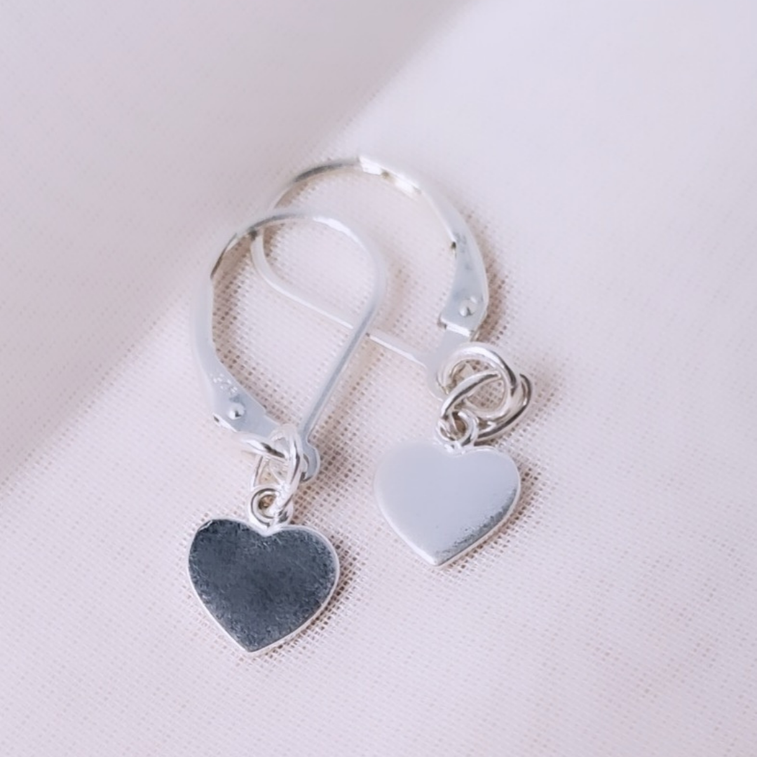 Heartfelt Affection: Sterling Silver Leverback Love Earrings