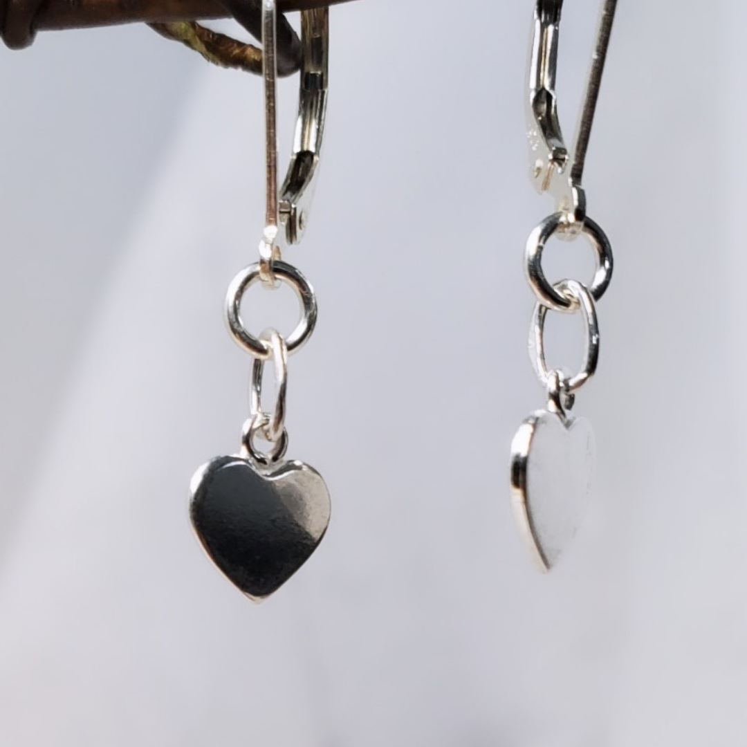 Heartfelt Affection: Sterling Silver Leverback Love Earrings