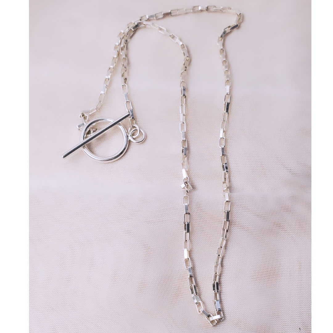 Sterling Silver Modern Rectangle Paperclip Necklace