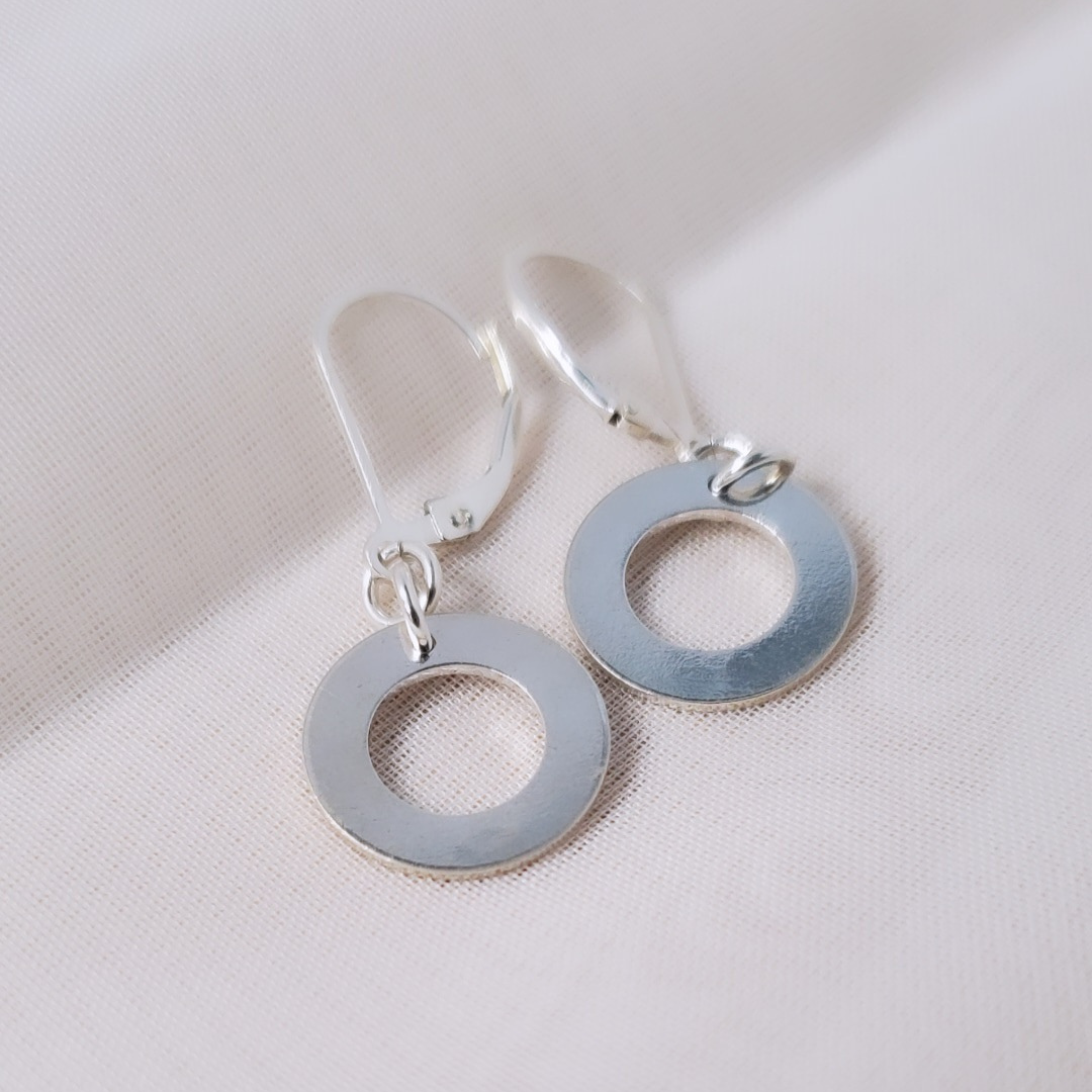 Sterling Silver Leverback Circle of Life Earrings