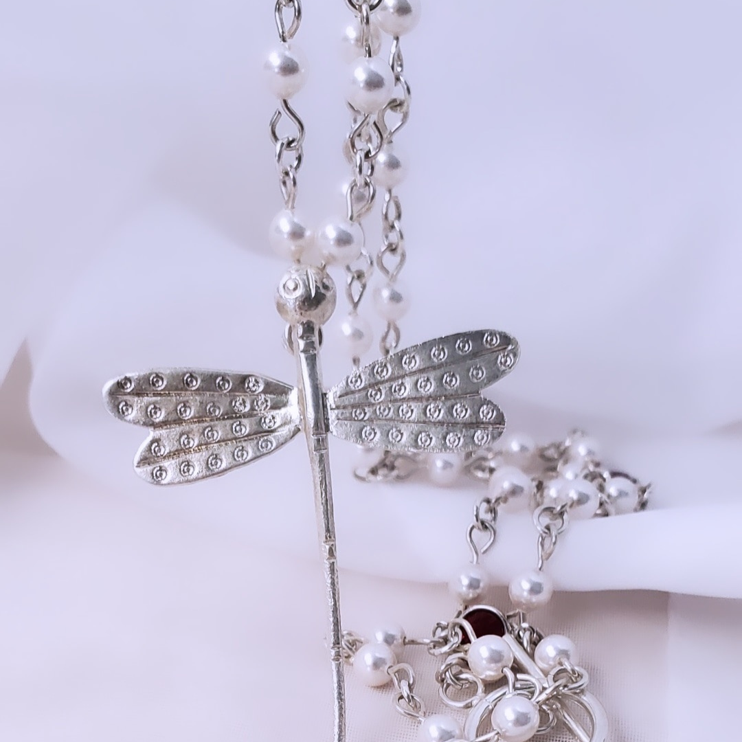 Swarovski Pearls and Channels and Sterling Silver Wind Beneath My Wings Necklace