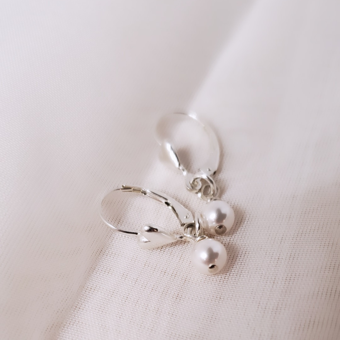 Sterling Silver Leverback Swarovski Love of Pearls Earrings