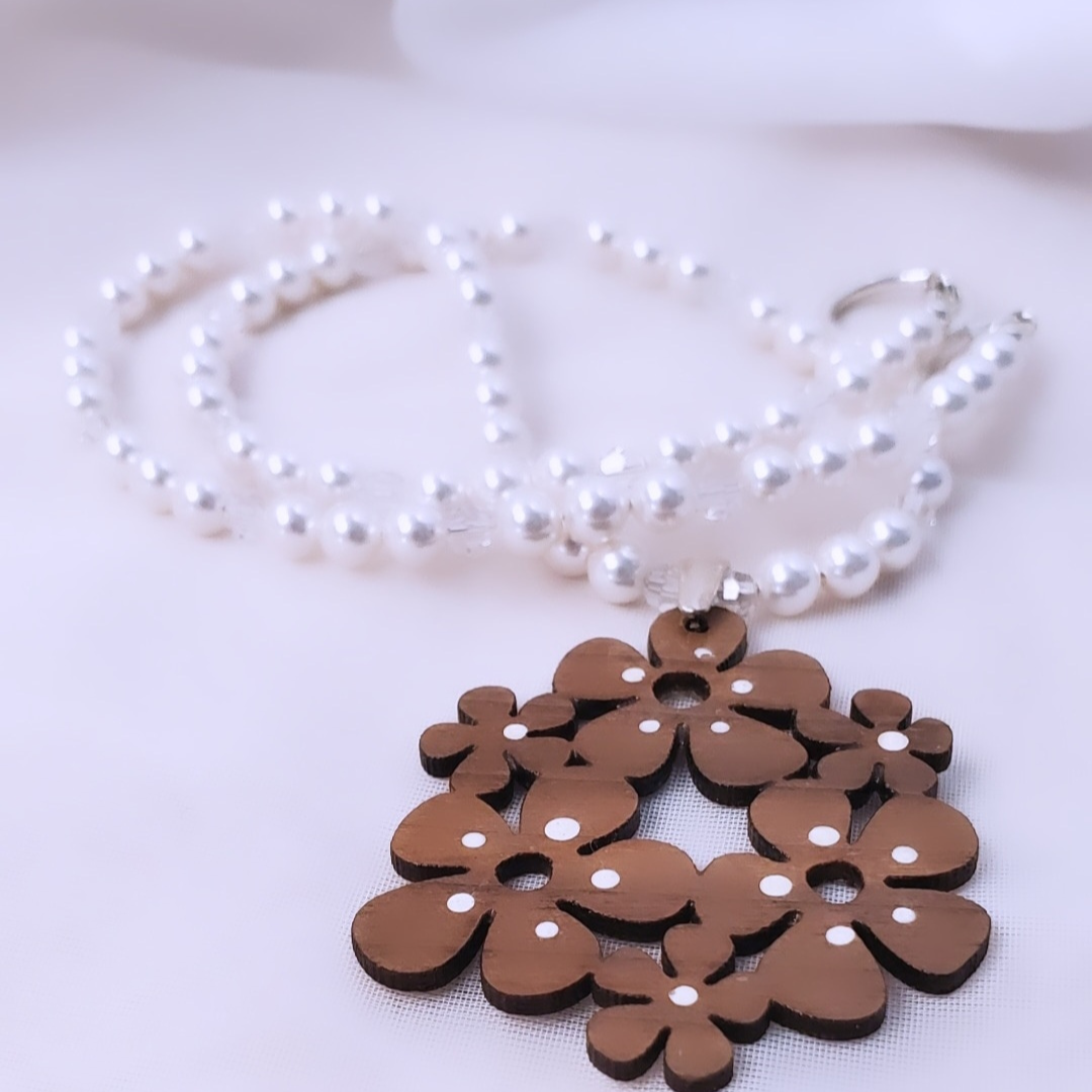 Swarovski and Mahogany Peace, Love & Pearls Necklace