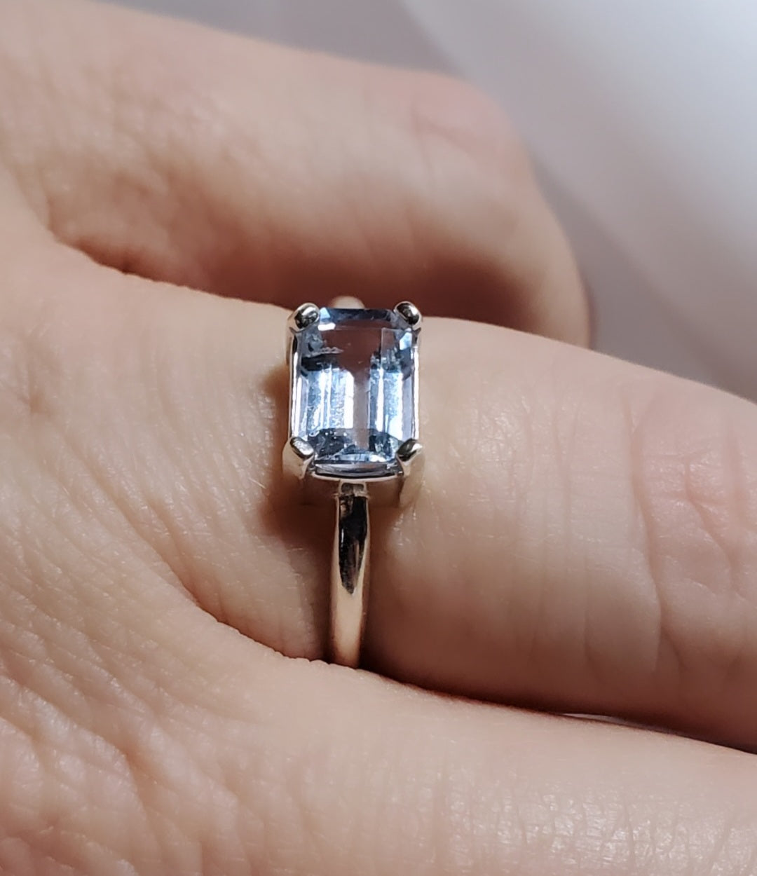 Aquamarine Octagon Sterling Silver Ring