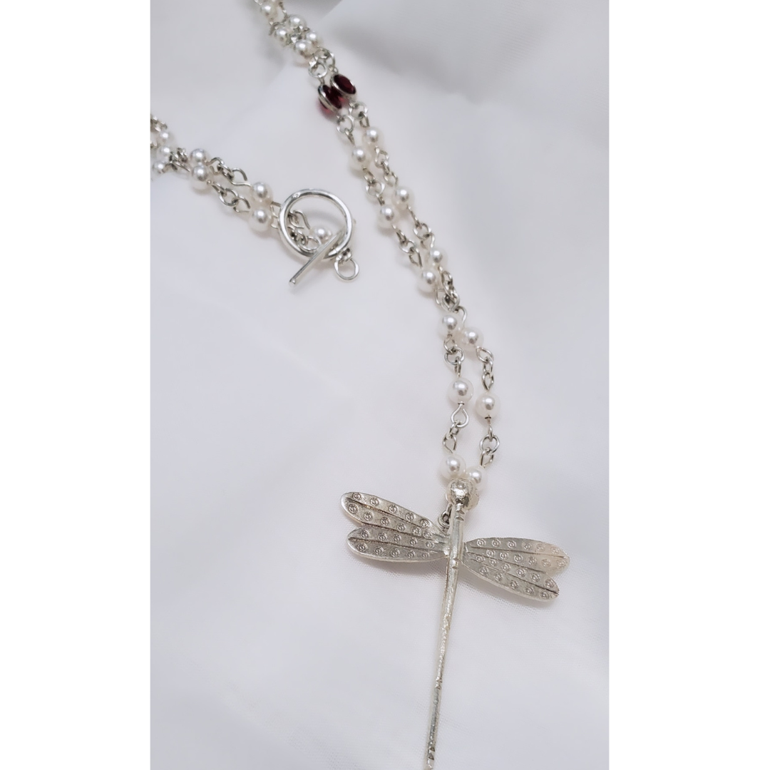 Swarovski Pearls and Channels and Sterling Silver Wind Beneath My Wings Necklace