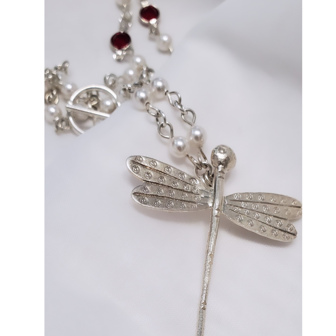 Swarovski Pearls and Channels and Sterling Silver Wind Beneath My Wings Necklace