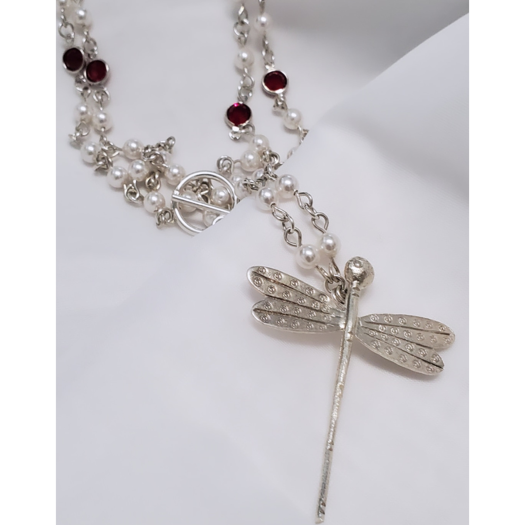 Swarovski Pearls and Channels and Sterling Silver Wind Beneath My Wings Necklace