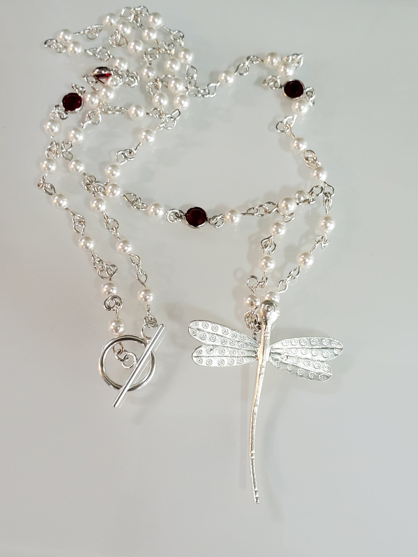 Swarovski Pearls and Channels and Sterling Silver Wind Beneath My Wings Necklace